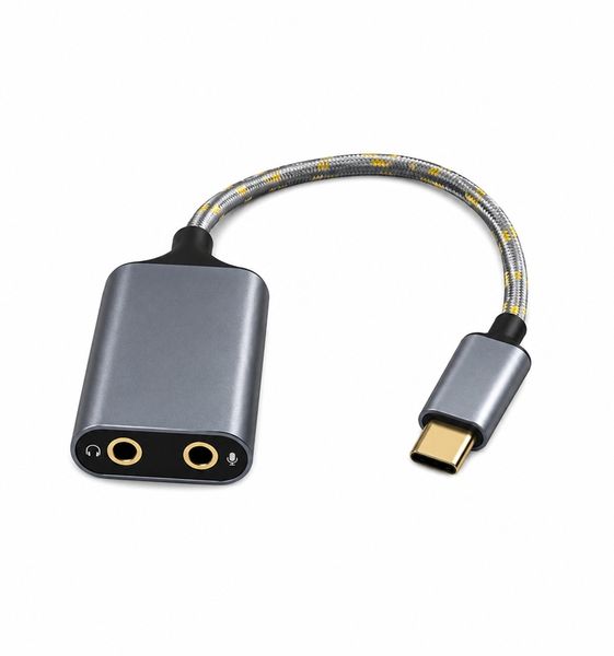USB-C to 3.5mm Headphone &amp; Microphone Audio Adapter - Dual Jack Splitter MT