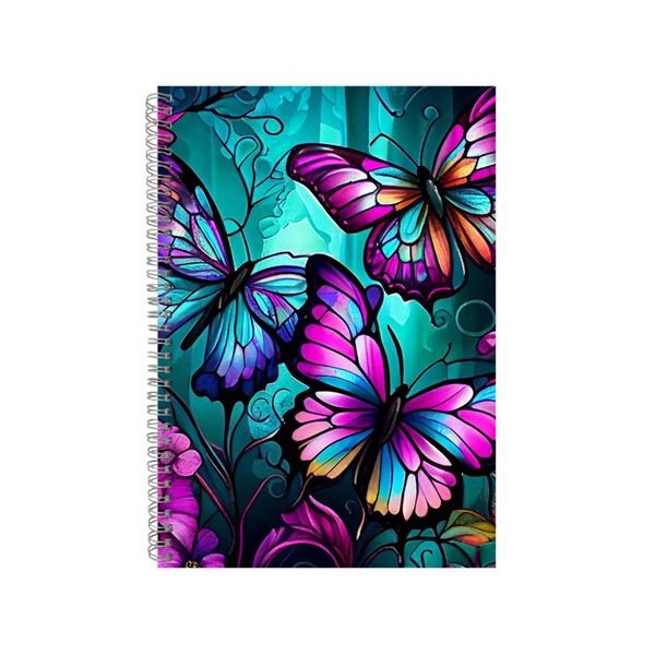 Cat Flowers Stained Glass Notebook Animal Gift Idea A4 Notepad Pad 88