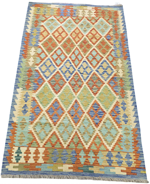 195 x 126cm Knotted Afghan Kilim Rug