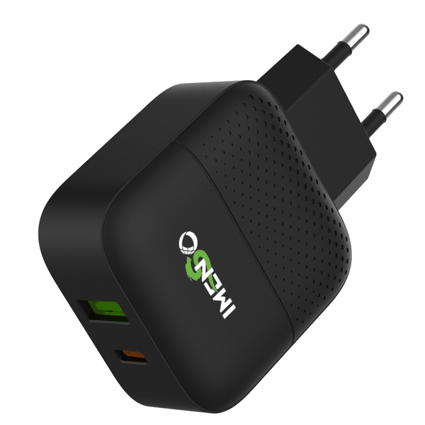 IMENSO Fast Charge 20W Dual USB and Type-C Charger - Black