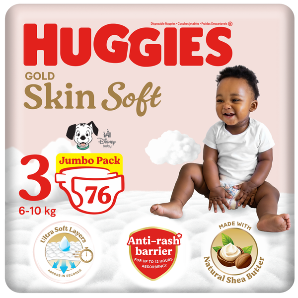 Huggies Gold Skin Soft - Size 3 (6-10kg) - 76 Nappies Jumbo Pack