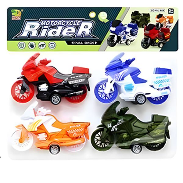 4 Pieces Quality Vibrant Pull Back Riding Motorcycles Toys