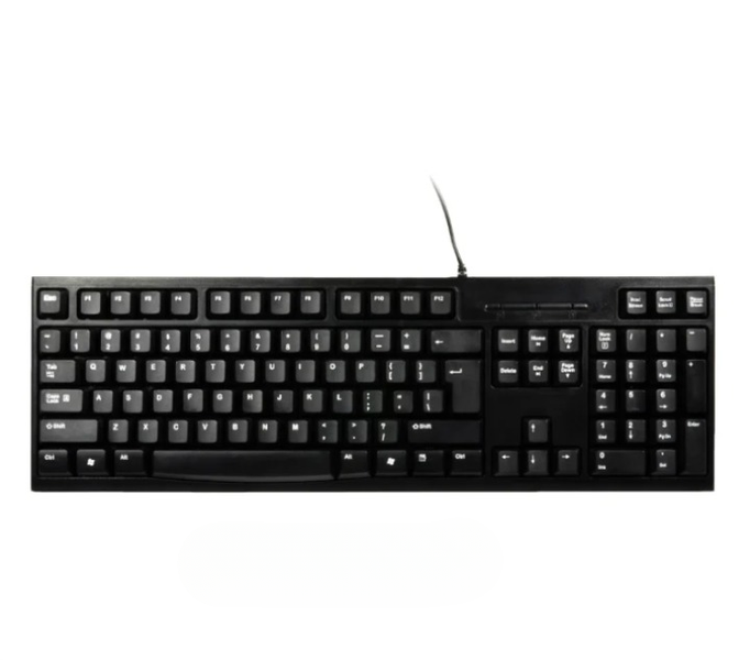 Compact Black Wired Keyboard - Durable, Budget Office Essential