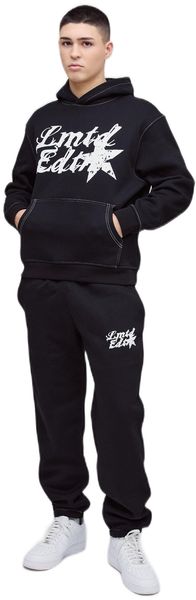 boohooMAN - Men's Limited Edition Printed Hooded Tracksuit - Black