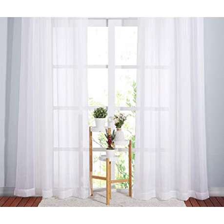 Lace Curtains Taped Sheer White, How To Turn Up Net Curtains