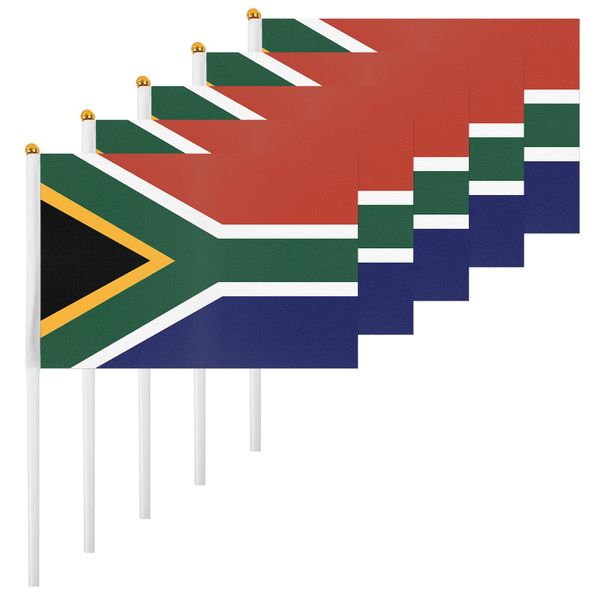 South African Mini Flags (10 Pack) - 14x21cm Handheld Flags