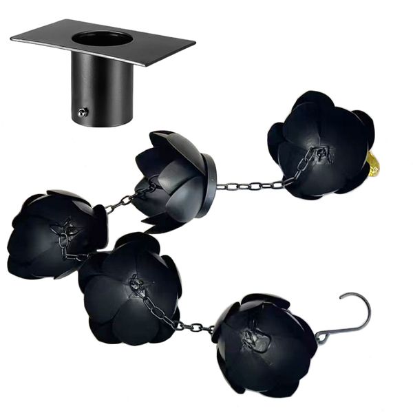 Rain Chain for Gutters, Black Plated Lotus Rain Chain Cups for Gardens