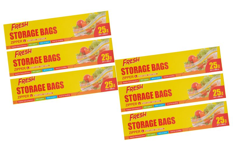 Storage Bags Zipper Seal Large 25s - 6 Pack