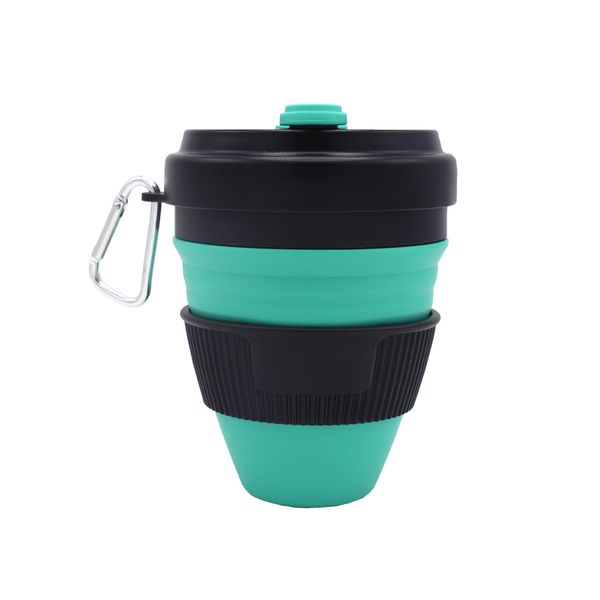 Collapsible /Foldable Silicone Cup (450 ml) - Teal / White