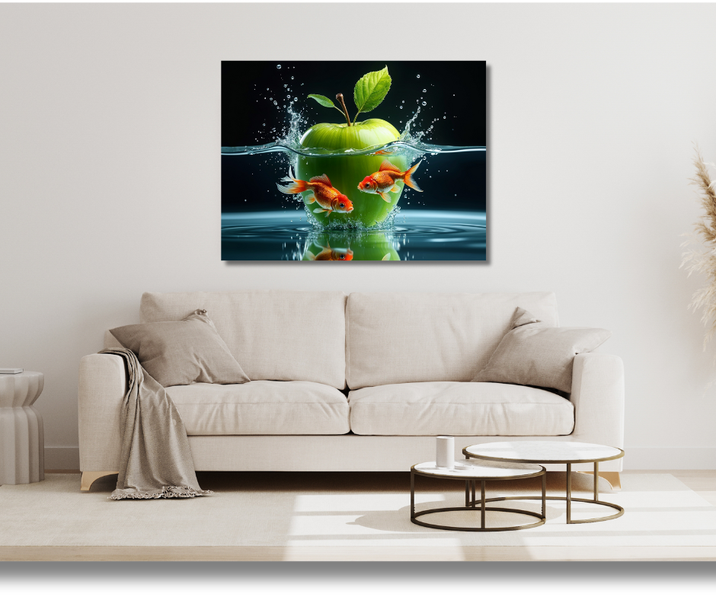 Canvas Wall Art - Gold Fish Splash