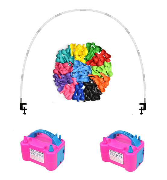 Table Balloon Arch + Electric Balloon Pump Inflators + 20 Assorted Balloons