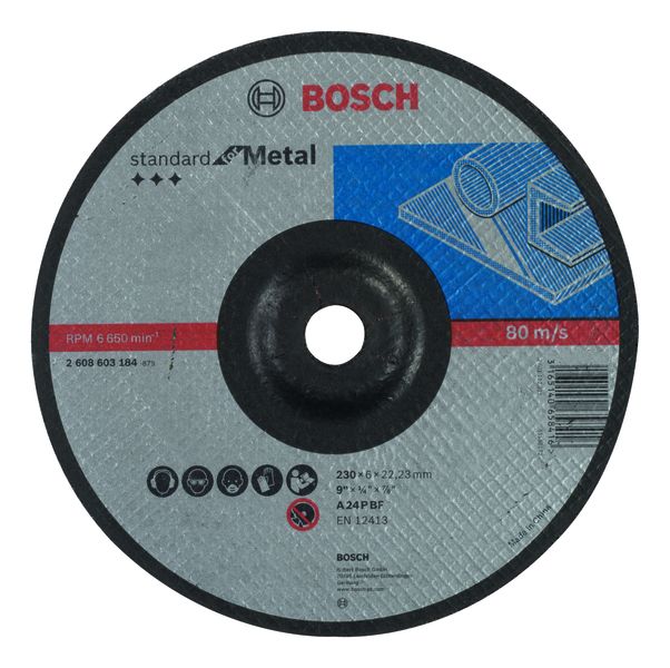 Standard Metal Grinding Disc Depressed Centre A 24 P BF, 230, 22,23, 6,0