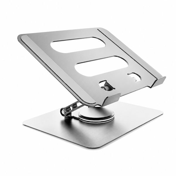 Grey Adjustable Laptop Stand with 360 Swivel Base, Ergonomic Desk Riser
