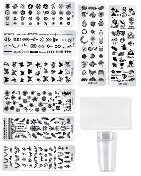 8 Sheet Nail Stamping Plate Set With Stamp And Scraper