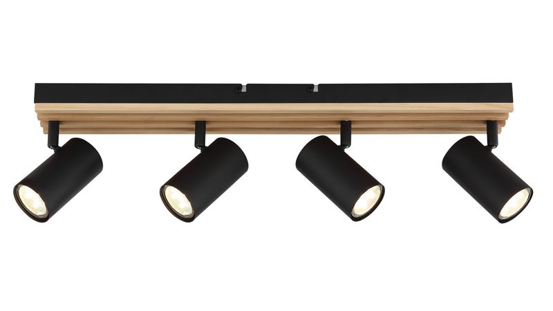 Bright Star 4-Light Spotlight in Black with Wood Accent Finish - S423/4