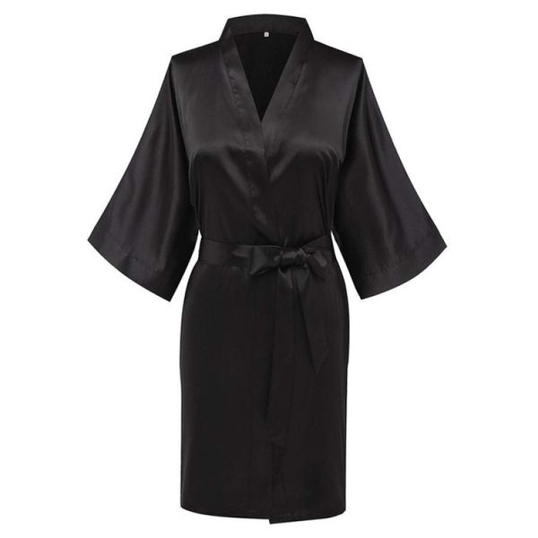 Bride, Bridesmaid Robe Satin /Nightgown - Black