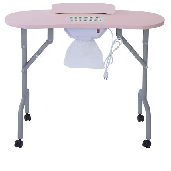 Professional Pink Manicure Foldable Nail Table/Desk with Dust Collector