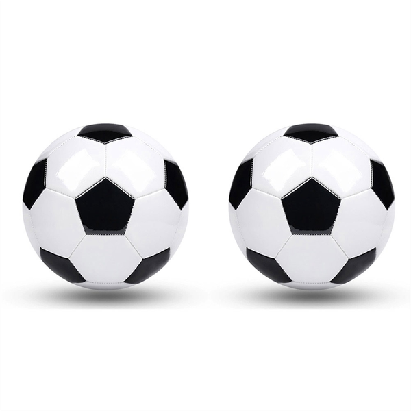 2Pcs Size 5 Soccer Balls PVC Leather Black White Football Soccer