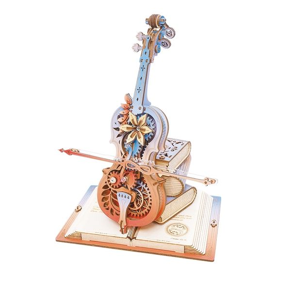 ROKR Robotime Cello - 199 Piece 3D DIY Mechanical Music Box Wooden Puzzle