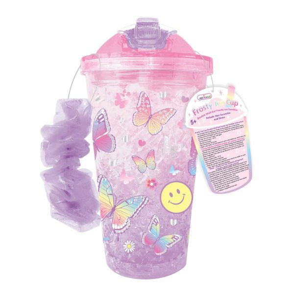 Hot Focus Tie-Dye Butterfly Frosty Ice Tumbler 360ml - BPA-Free &amp; Scrunchie