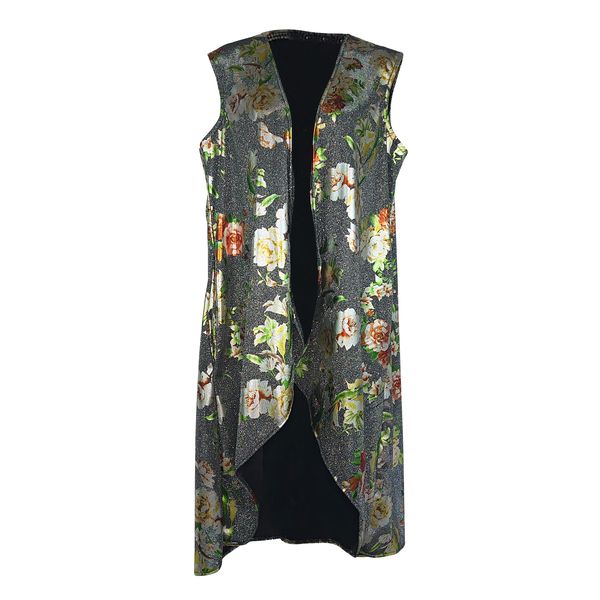 Black Shimmering Floral Evening Overlay Coat