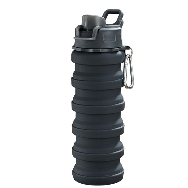 500ml Portable Silicone Collapsible Stylish Water Bottle With Carabiner