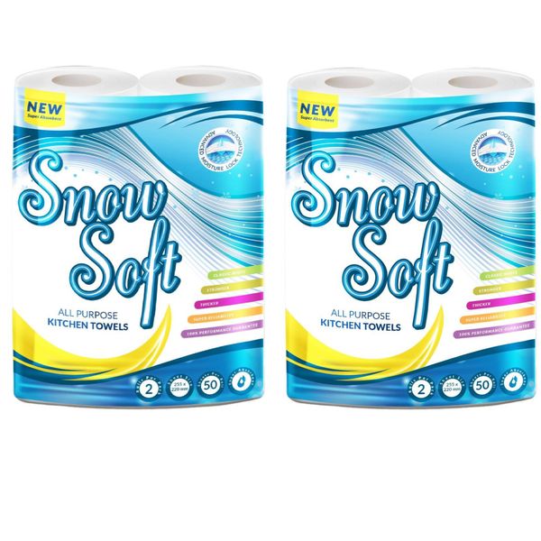 Kitchen Towel Snow Soft 2 Ply 50 Sheets x 4 Rolls