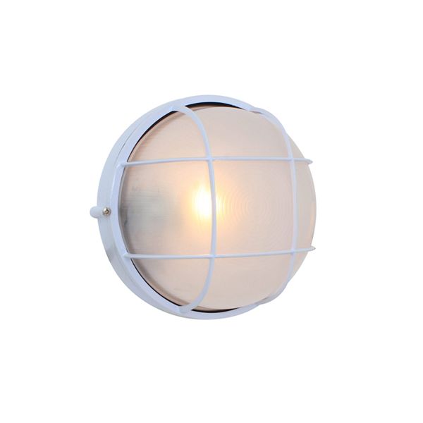 Eurolux - Large Round Bulkhead With Grid White 230V