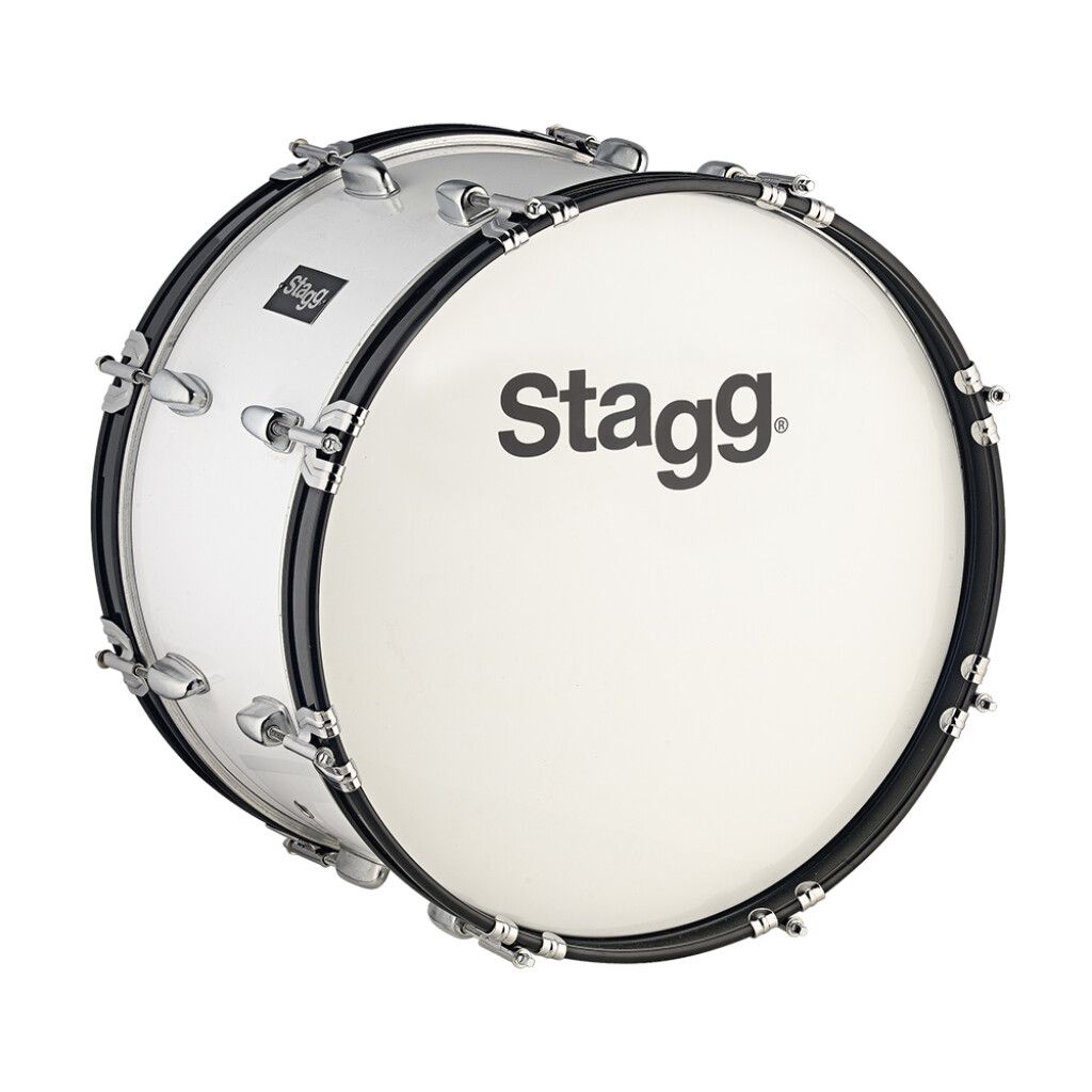 Stagg MABD 2612 White 26" x 12" Marching Bass Drum with Strap & Beater