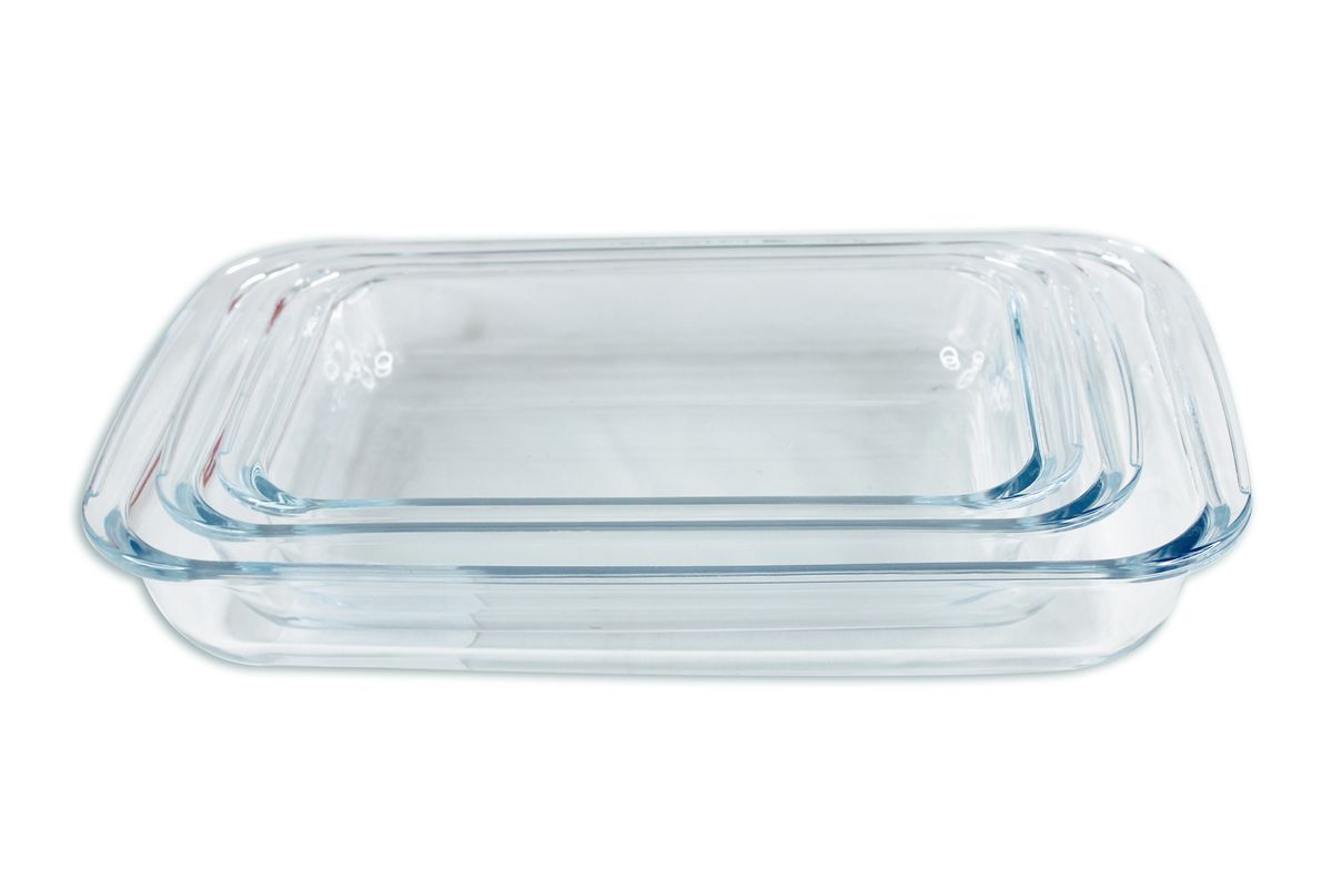 3 Piece Oven Safe Glass Baking Roasting Casserole Dish Set 
