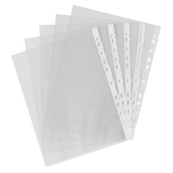 100pcs A4 PP Punched Filing Bag Transparent 0.03mm