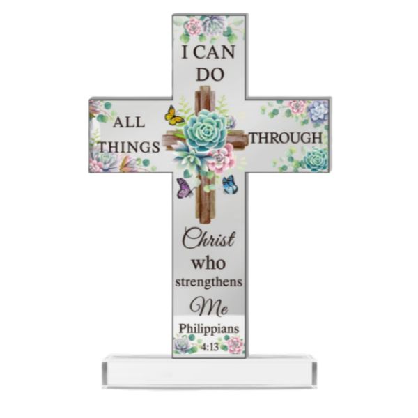 Acrylic Standing Cross Religious Inspirational Gifts With Bible Verse