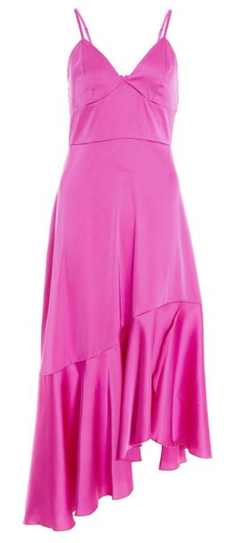 Quiz Ladies - Hot Pink Satin Asymmetric Midi Dress | Shop Today. Get it ...