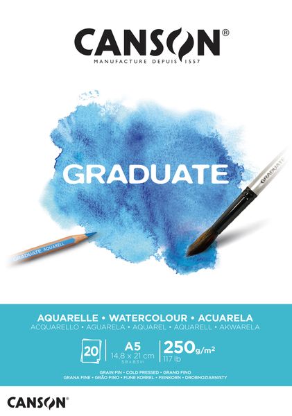 Canson GRADUATE Watercolour Pad 20S A5 250G