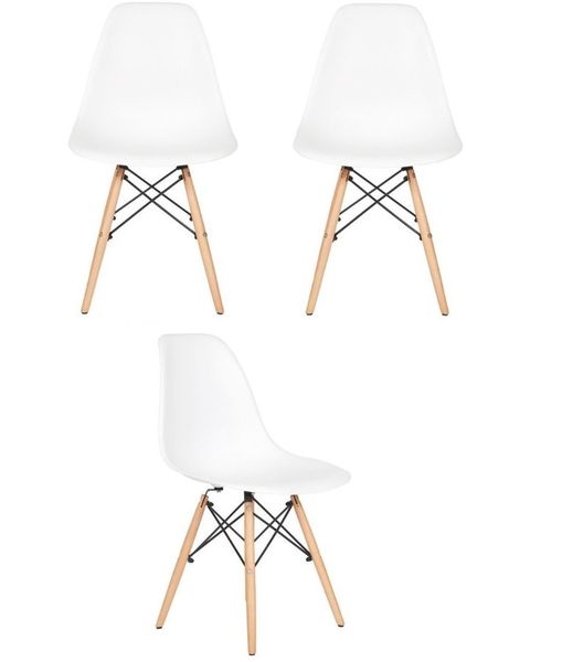 3 x Wooden Leg Chairs - White
