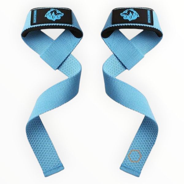 Premium Weightlifting Straps with Padded Wrist Support - Blue - Pair