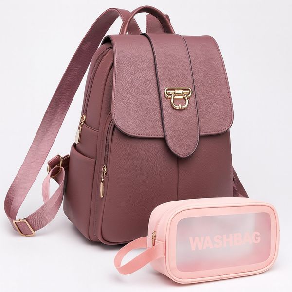 StyleVault Ladies Vegan Leather Anti-theft Travel Backpack And Vanity Case