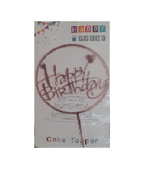 Pink Happy Birthday Cake Topper