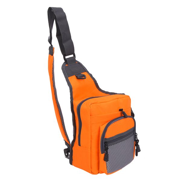 Fishing Tackle Crossbody Bag Polyester, Compatible with Outdoor Gear Orange