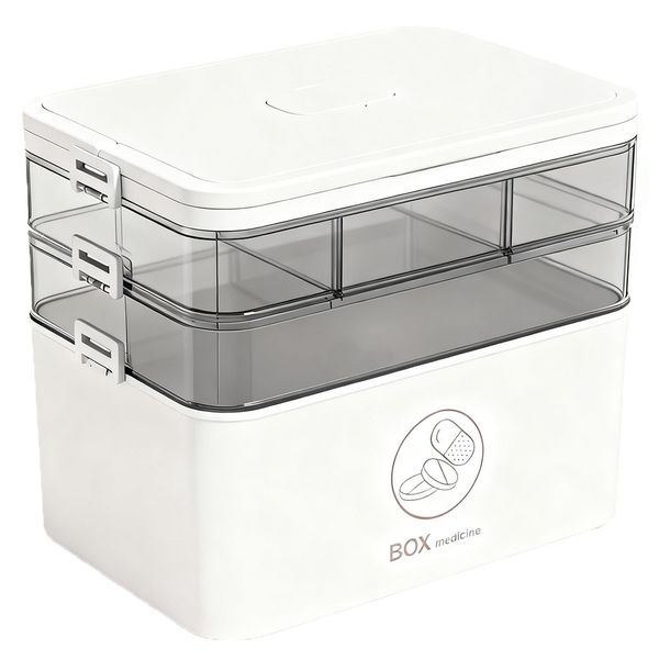 3-Tier Medicine Storage Box Portable First Aid Storage Box with Handle