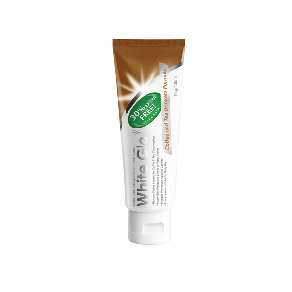 White Glo Whitening Toothpaste Coffee &amp; Tea Stain Remover 100ml+30ml Free