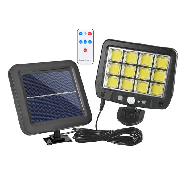 Portable Outdoor Solar Sensor Wall Light With Remote Control Separate Panel