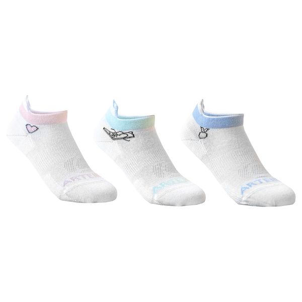 Artengo Kids' Low-Cut Sports Socks Rs 160 Tri-Pack - White &amp; Heart Logo