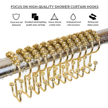 Curtain Hooks Rings Rust Proof Shower Double Sided Set Of 12 Today Get It Tomorrow Takealot Com