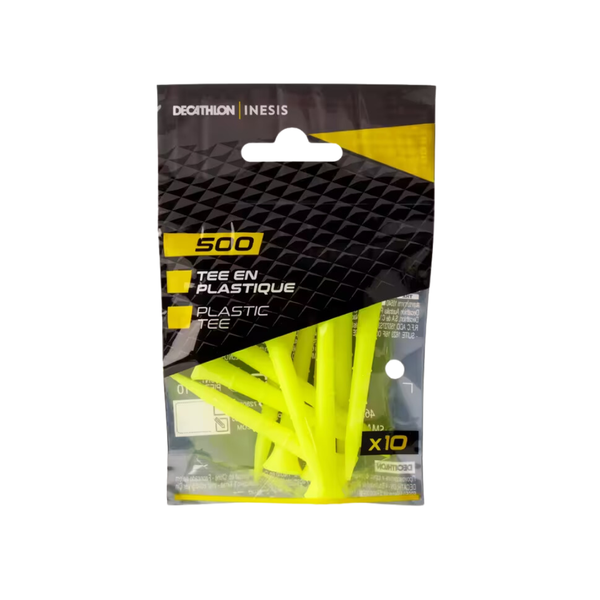 Inesis Golf Tees x10 Plastic 70mm - Inesis Yellow