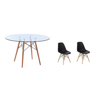 3 Piece Glass Table and Black Wooden Leg Chairs