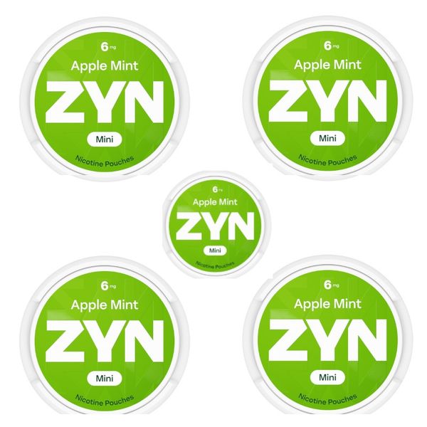 Zyn Mini Nicotine Pouches - Apple Mint 6mg - 5 pack (75 Pouches)