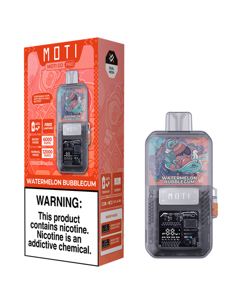 Moti GO Pro Rechargeable Vape Kit (12000) WatermelonBubblegum POD + Battery