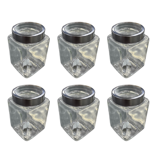700ml Square Storage Jar with Clear See-Through Lid - Transparent (6 Piece)