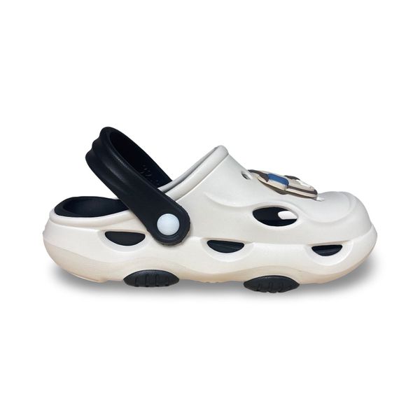 Children's Panda Print Clogs - White Black Lightweight Waterproof Flip-Flop